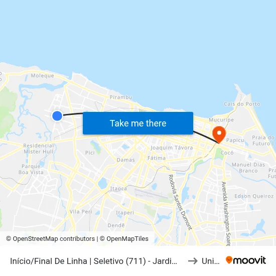 Início/Final De Linha | Seletivo (711) - Jardim Guanabara to Uninta map