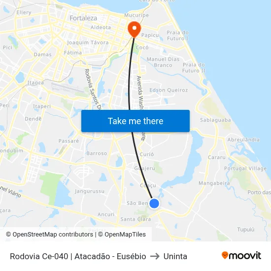 Rodovia Ce-040 | Atacadão - Eusébio to Uninta map
