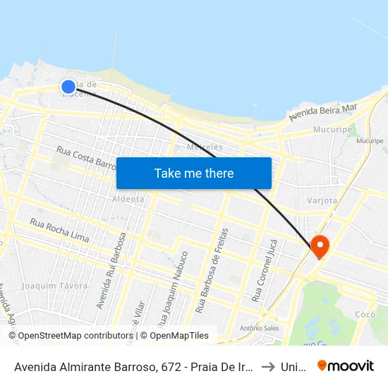 Avenida Almirante Barroso, 672 - Praia De Iracema to Uninta map