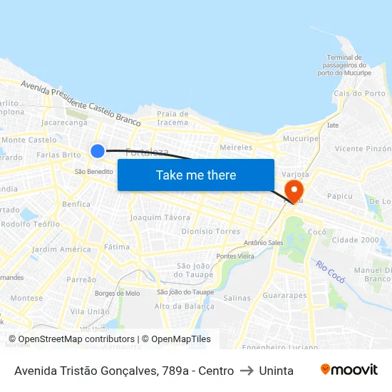 Avenida Tristão Gonçalves, 789a - Centro to Uninta map