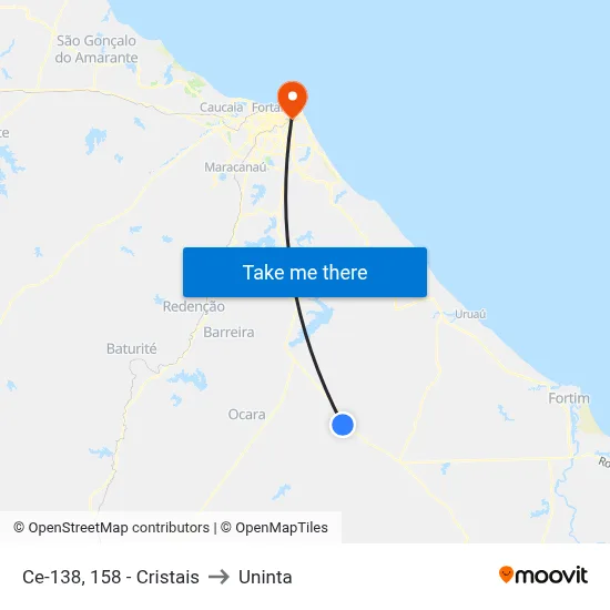 Ce-138, 158 - Cristais to Uninta map