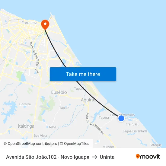 Avenida São João,102 - Novo Iguape to Uninta map