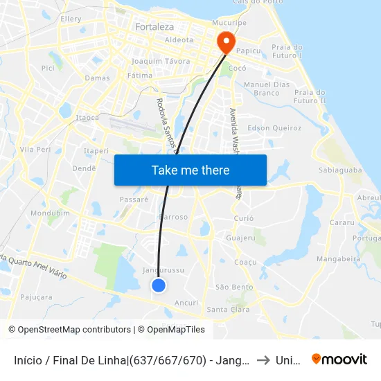 Início / Final De Linha|(637/667/670) - Jangurussu to Uninta map