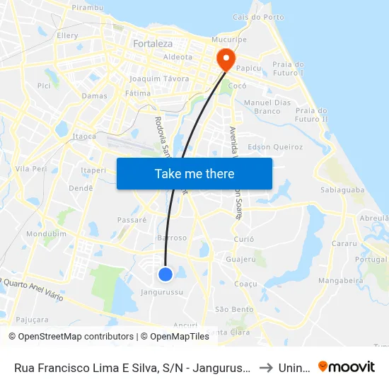 Rua Francisco Lima E Silva, S/N - Jangurussu to Uninta map