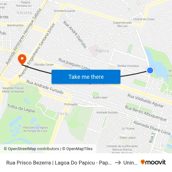 Rua Prisco Bezerra | Lagoa Do Papicu - Papicu to Uninta map
