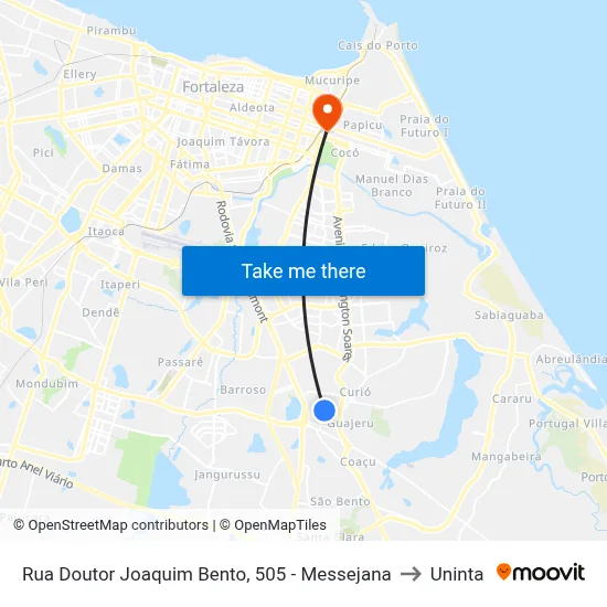 Rua Doutor Joaquim Bento, 505 - Messejana to Uninta map