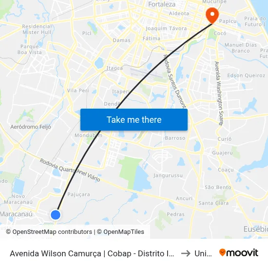 Avenida Wilson Camurça | Cobap - Distrito Industrial to Uninta map