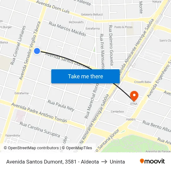 Avenida Santos Dumont, 3581 - Aldeota to Uninta map