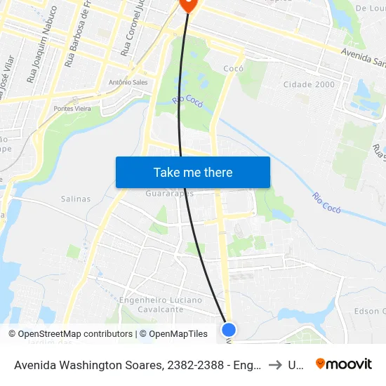 Avenida Washington Soares, 2382-2388 - Engenheiro Luciano Cavalcante to Uninta map