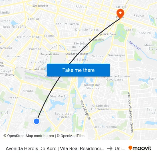 Avenida Heróis Do Acre | Vila Real Residencial - Passaré to Uninta map