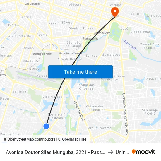 Avenida Doutor Silas Munguba, 3221 - Passaré to Uninta map