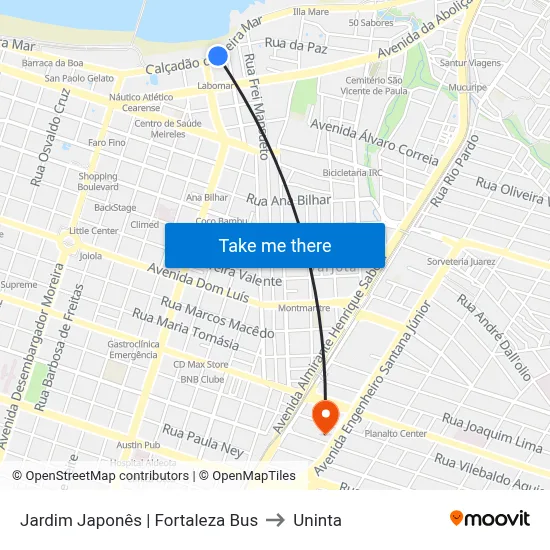 Jardim Japonês | Fortaleza Bus to Uninta map