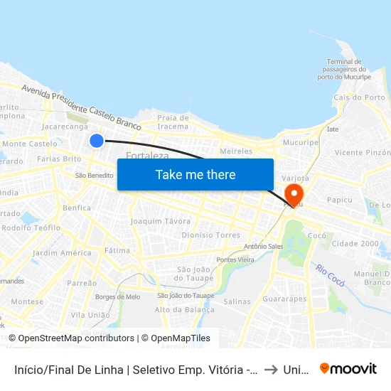Início/Final De Linha | Seletivo Emp. Vitória - Centro to Uninta map