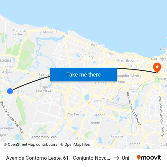 Avenida Contorno Leste, 61 - Conjunto Nova Metrópole to Uninta map