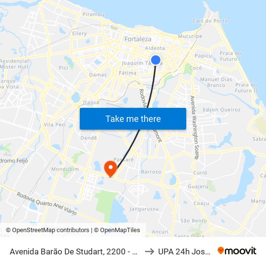 Avenida Barão De Studart, 2200 - Joaquim Távora to UPA 24h José Walter map