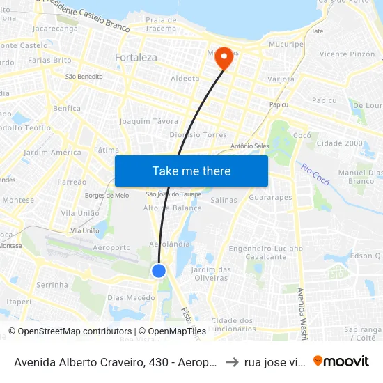 Avenida Alberto Craveiro, 430 - Aeroporto to rua jose vilar map