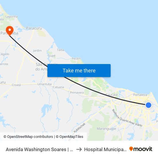 Avenida Washington Soares | Unifor - Edson Queiroz to Hospital Municipal de Paraipaba map