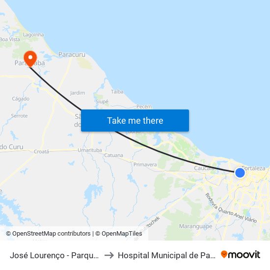 José Lourenço - Parquelândia to Hospital Municipal de Paraipaba map