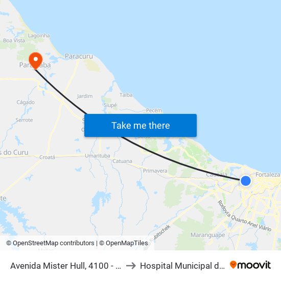 Avenida Mister Hull, 4100 - Padre Andrade to Hospital Municipal de Paraipaba map