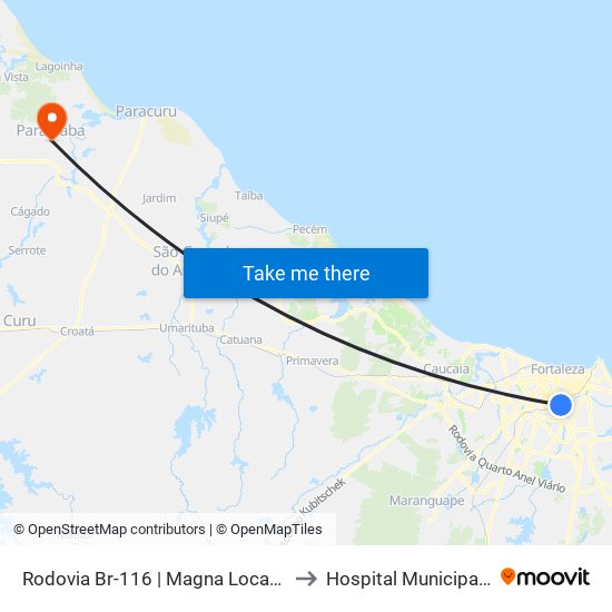 Rodovia Br-116 | Magna Locações - Alto Da Balança to Hospital Municipal de Paraipaba map
