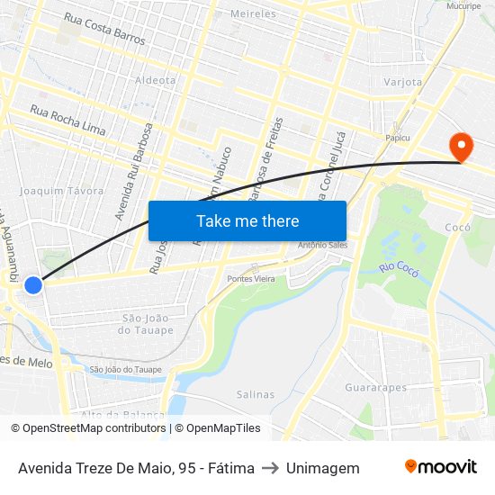 Avenida Treze De Maio, 95 - Fátima to Unimagem map