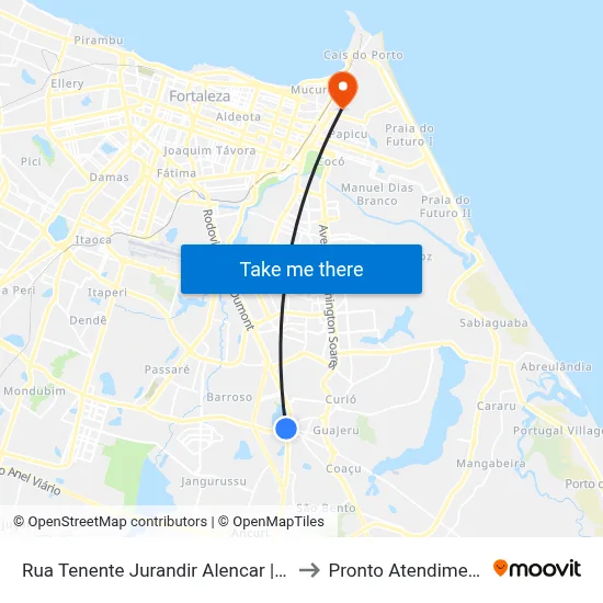 Rua Tenente Jurandir Alencar | Praça Da Igreja Matriz - Messejana to Pronto Atendimento Aldeota - Hapvida map