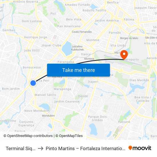 Terminal Siqueira to Pinto Martins – Fortaleza International Airport map