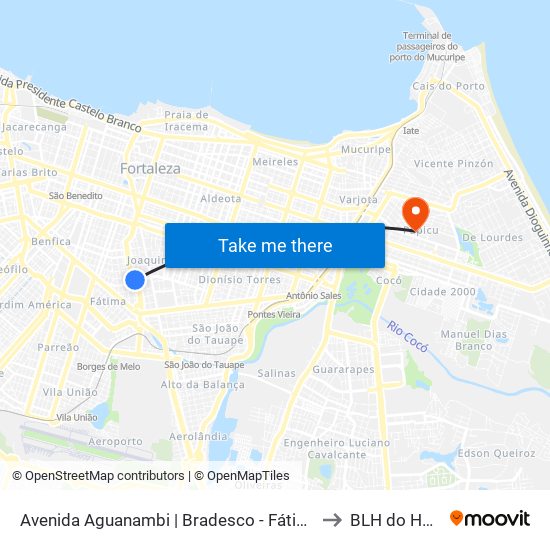 Avenida Aguanambi | Bradesco - Fátima to BLH do HGF map