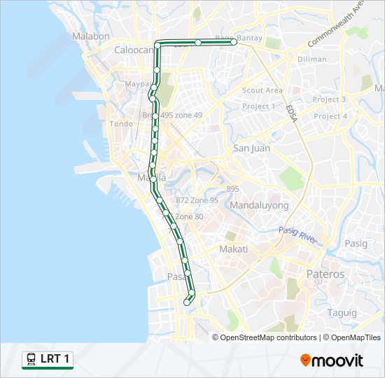 LRT 1 train Line Map