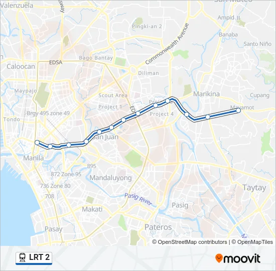 LRT 2 Train Line Map
