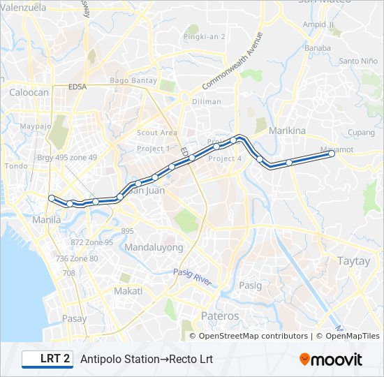 LRT 2 train Line Map