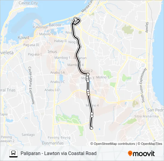 PALIPARAN - LAWTON Bus Line Map
