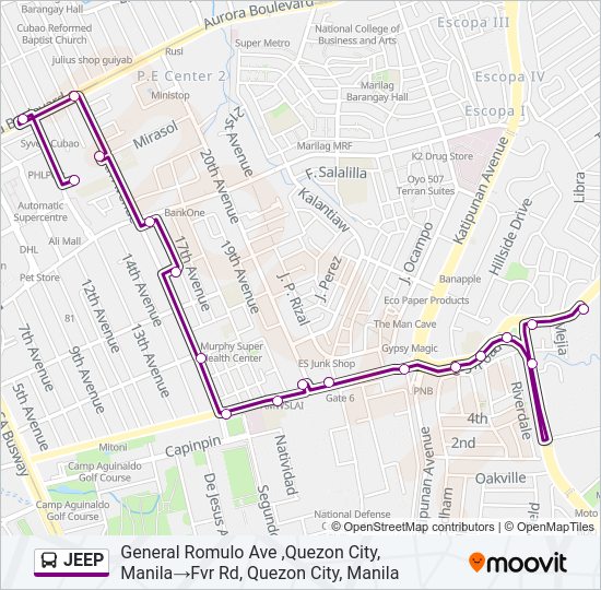 JEEP Bus Line Map