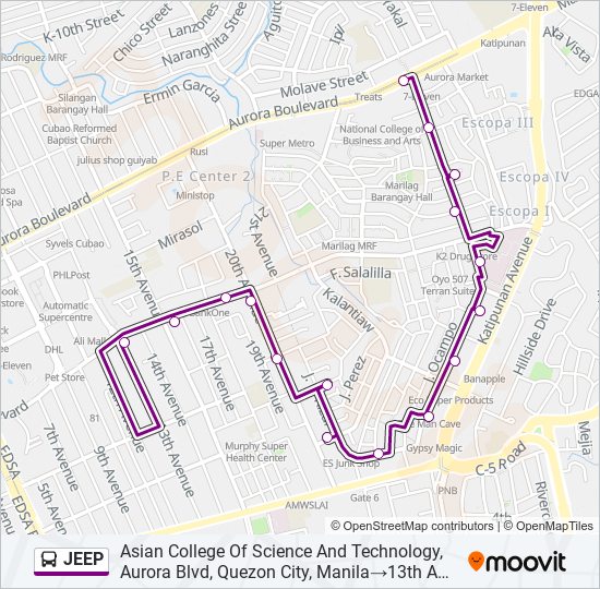 JEEP Bus Line Map