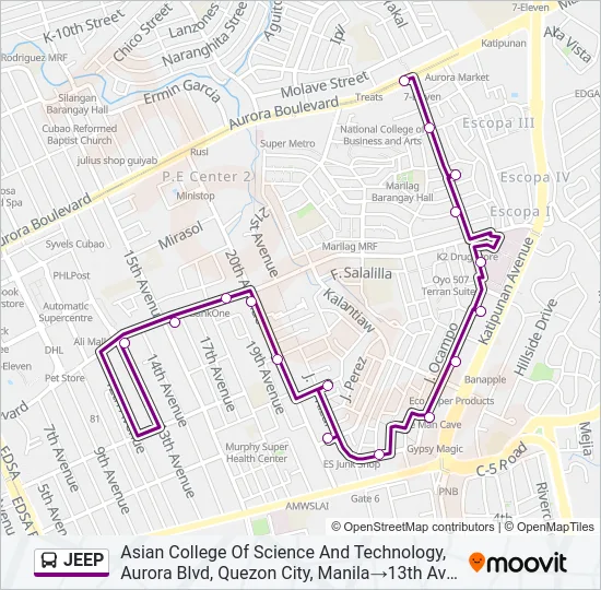 JEEP Bus Line Map