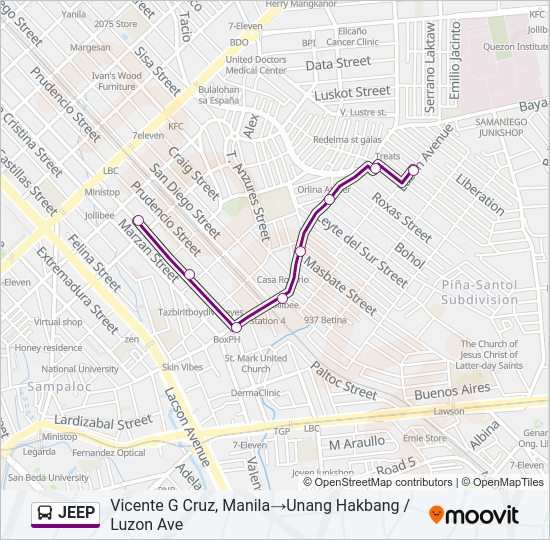 JEEP Bus Line Map