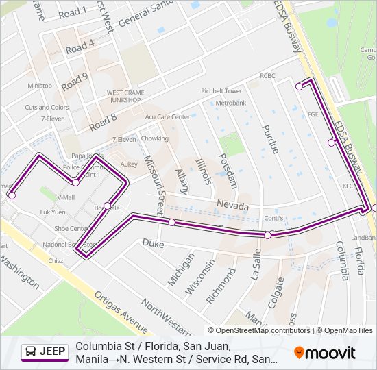 JEEP Bus Line Map