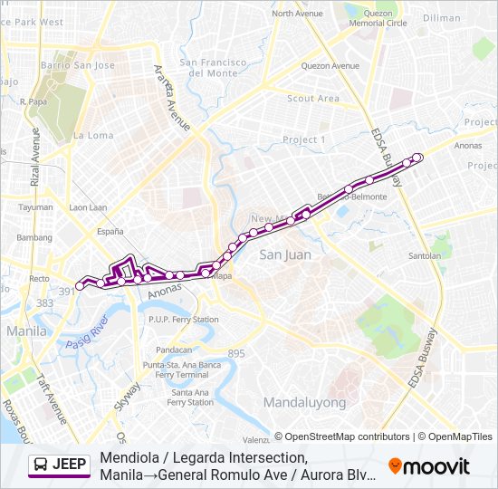 jeep Route: Schedules, Stops & Maps - Mendiola / Legarda Intersection ...