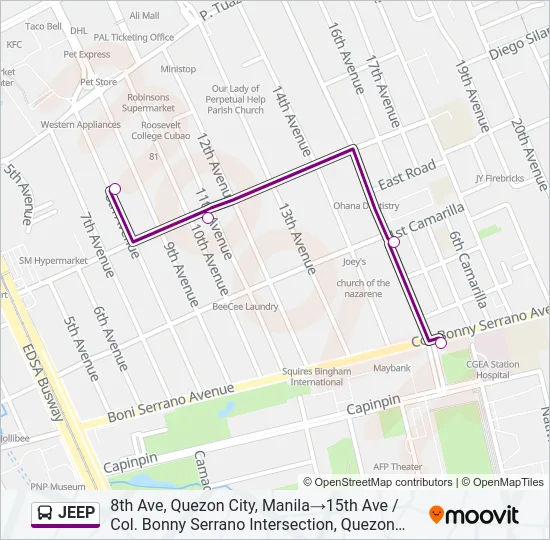 JEEP Bus Line Map