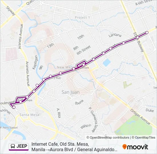 JEEP Bus Line Map