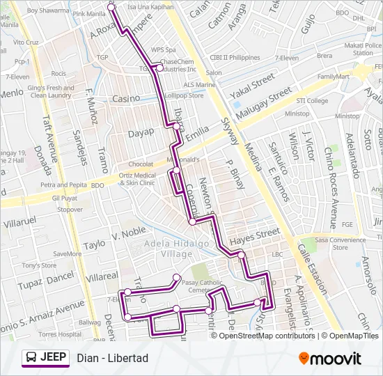 JEEP Bus Line Map