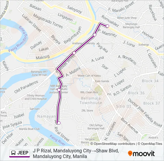 JEEP Bus Line Map