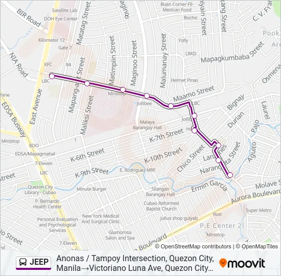 JEEP Bus Line Map