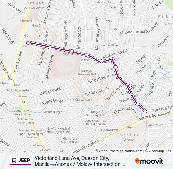 JEEP Bus Line Map