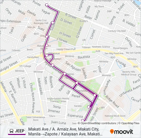 JEEP Bus Line Map