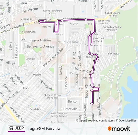 JEEP Bus Line Map