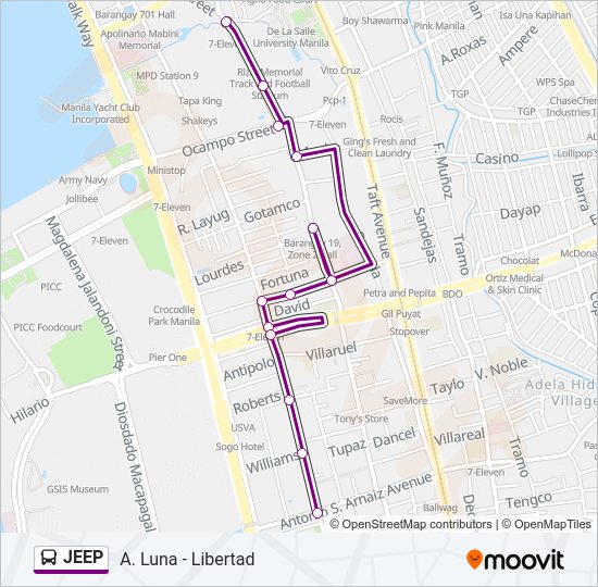 JEEP Bus Line Map