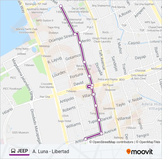 JEEP Bus Line Map