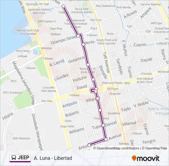 JEEP Bus Line Map