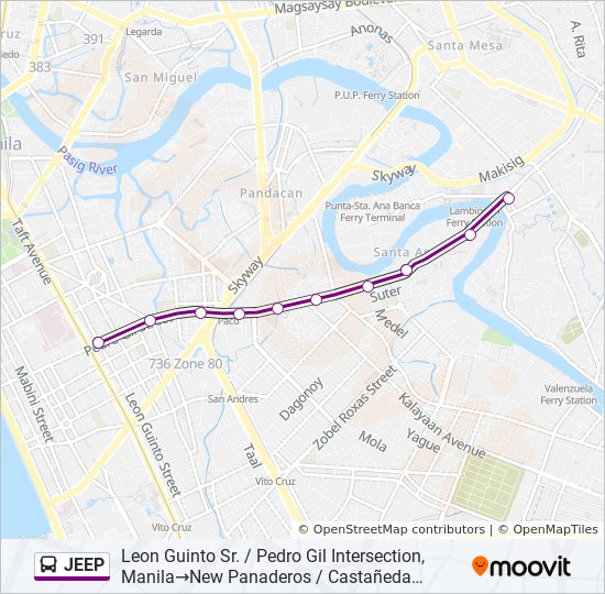 Pedro Gil Manila Map Jeep Route: Schedules, Stops & Maps - Leon Guinto Sr. / Pedro Gil  Intersection, Manila‎→New Panaderos / Castañeda Intersection, Manila  (Updated)